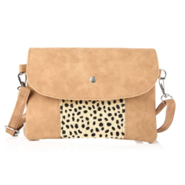 Tas clutch cheetah beige