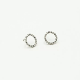 Oorstekers cirkel zilver