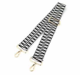 Bag strap zigzag zwart wit