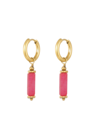 Oorbellen steen roze