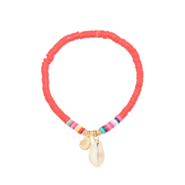 Armband schelp rood