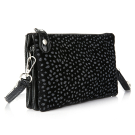 Clutch tas cheetah croco zwart