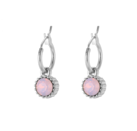 Creolen sparkle roze zilver