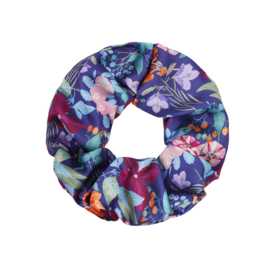 Scrunchie haarelastiek bloem blauw