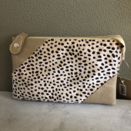 Clutch tas cheetah beige