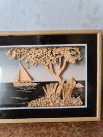 Vintage schilderijtje kurk schip