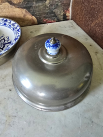 Antiek warmhoudbord meissen blue onion cloche