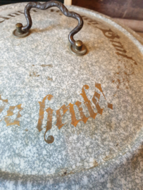 Grijs gewolkte emaille ronde broodtrommel taarttrommel