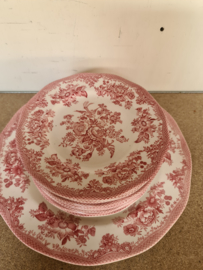 Roze engels gebakstel taartstel staffordshire england