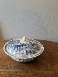 Blauw engels servies myott royal mail schaal met deksel