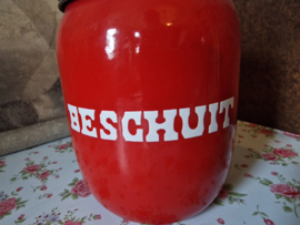 Rood emaille beschuitbus