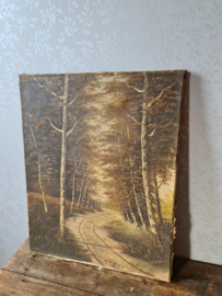 Schilderij bospad T H Selhorst