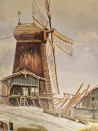 Schilderij molen landschap