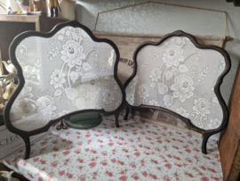 Set antiek houten raamhorren bloemen nr47