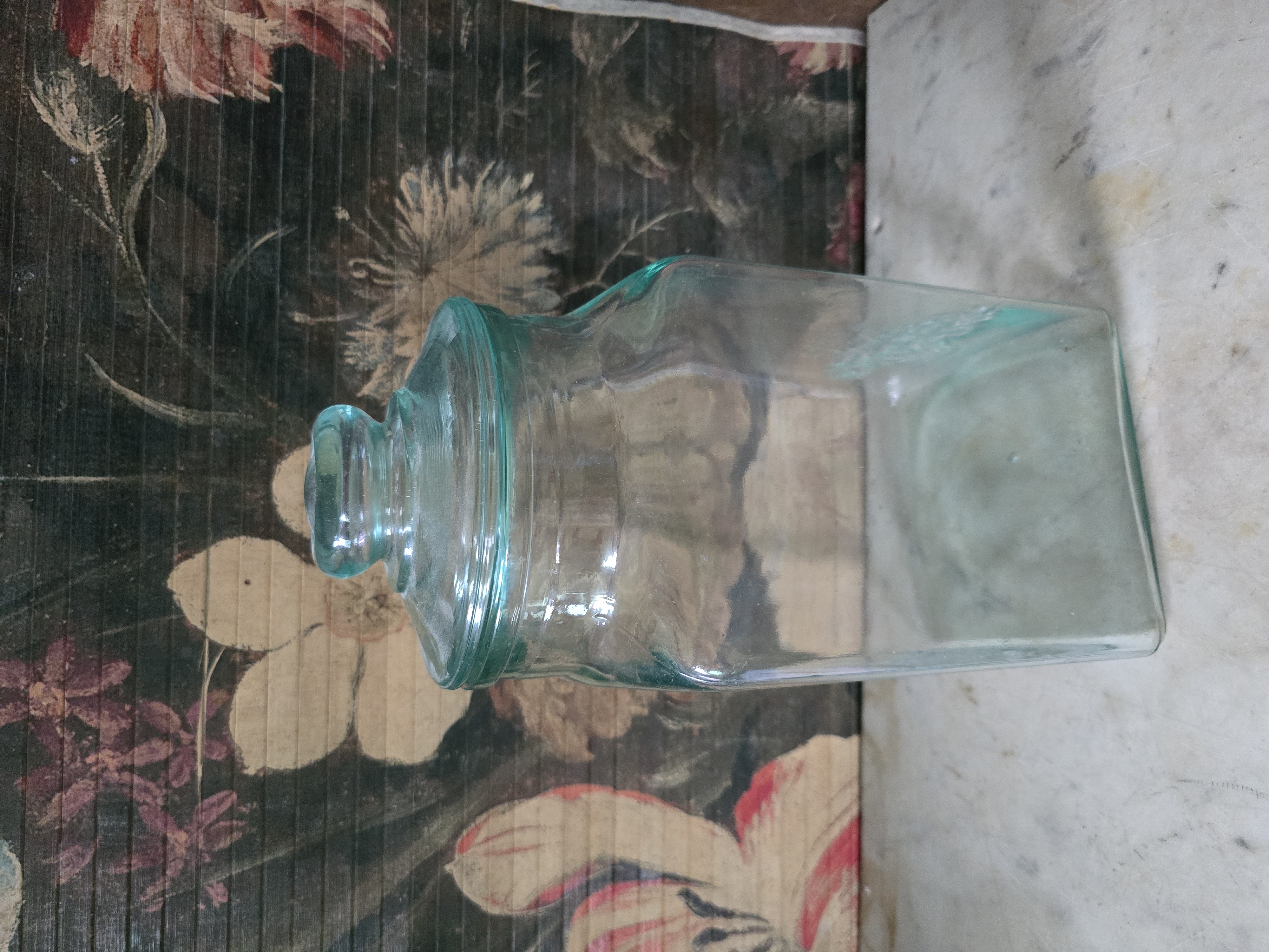 Blauw glazen pot met deksel snoeppot
