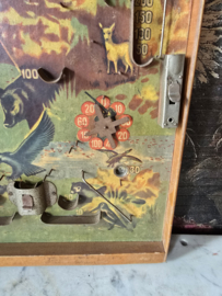 Oud houten knikkerspel flipperspel bosdieren