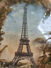 Antieke franse foto in bolglas lijstje eiffeltoren