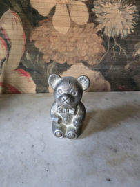 Verzilverde spaarpot beer nr1