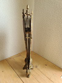 Antiek messing haardscherm vonkenvanger pauw