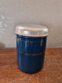 Petrol blauw emaille koffie bus