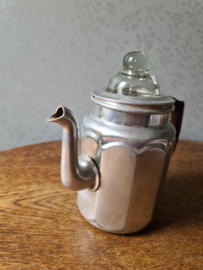 Aluminium koffiepot glazen knop