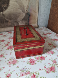 Oud rood blikken spaardoos Stuivers
