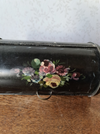 Oude blikken beschuit trommel roldeksel