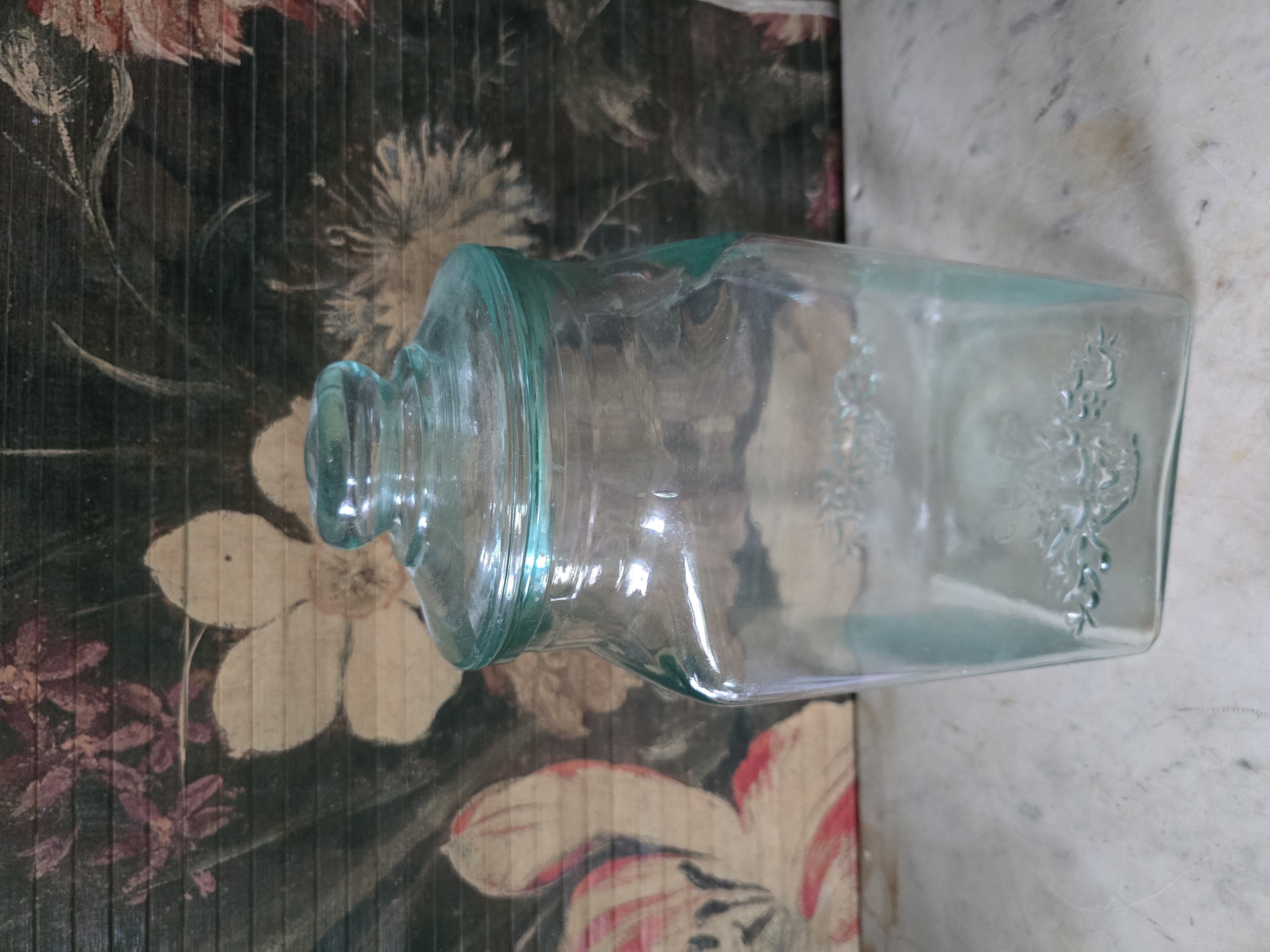 Blauw glazen pot met deksel snoeppot