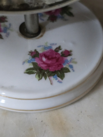 Oud tafel spiegeltje op porseleinen voet