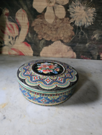 Antiek blikken kraaltjes koektrommel