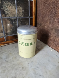 Zachtgeel emaille beschuitbus
