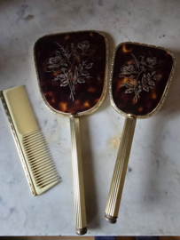Oude kaptafelset handspiegel rozen
