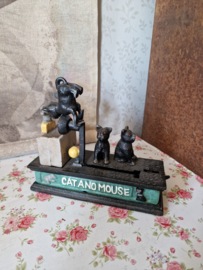 Gietijzeren spaarpot cat and mouse