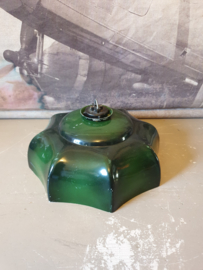 Oud groen emaille lampenkap