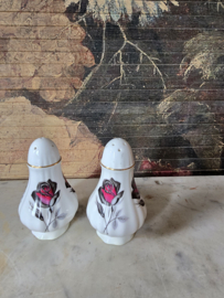Porseleinen peper en zout stel roos