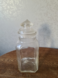 Oude glazen snoeppot stolppot