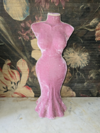 Oud roze fluwelen paspop buste