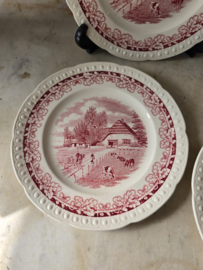Ontbijtbord boerenhoeve rood