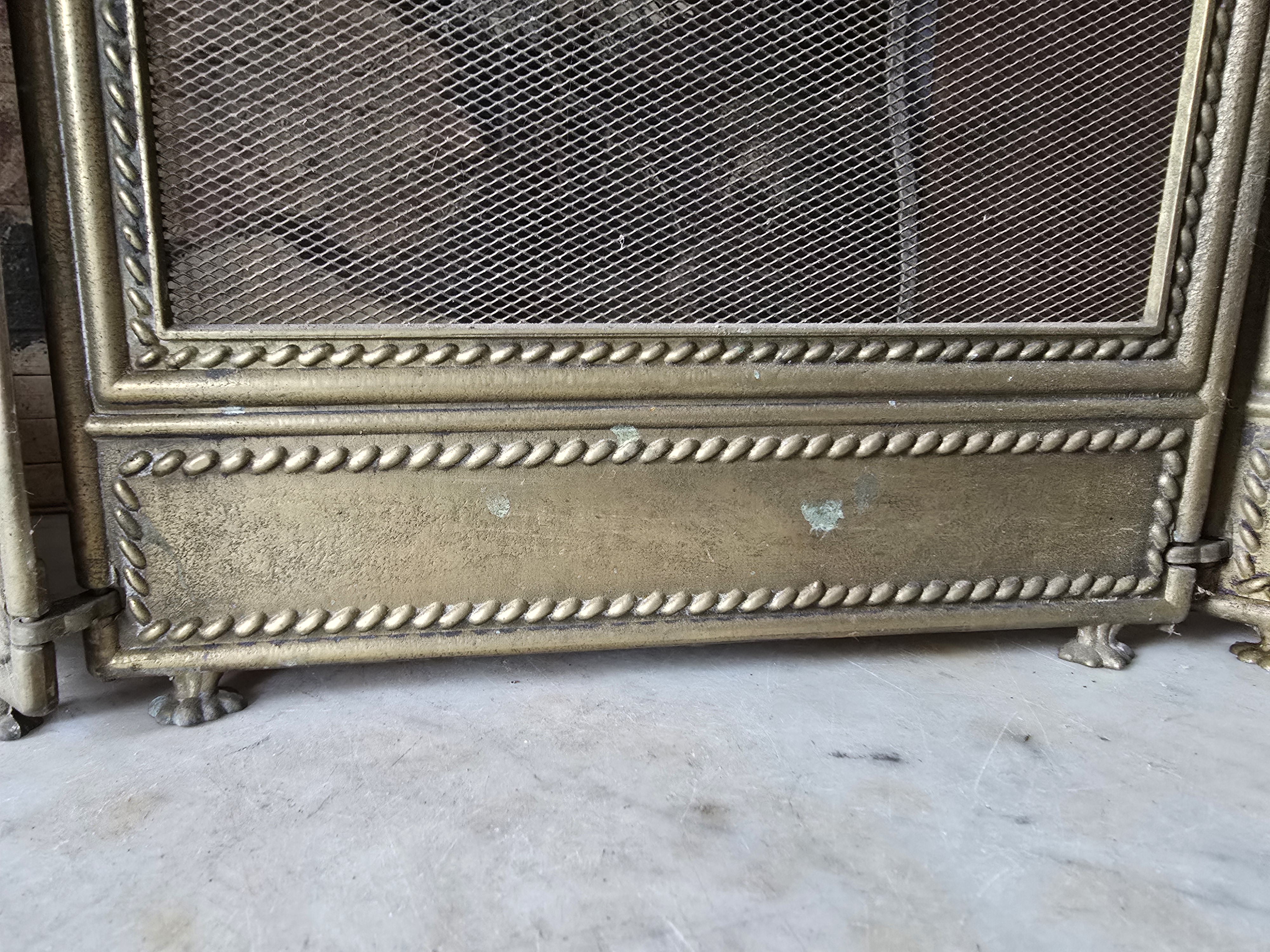 Antiek messing haardscherm vonkenvanger