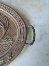 Oud bewerkt houten dienblad