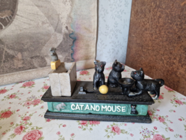 Gietijzeren spaarpot cat and mouse
