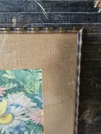 Oude bloemen vlinder prent in houten lijst