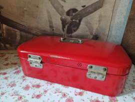 Rood emaille broodtrommel