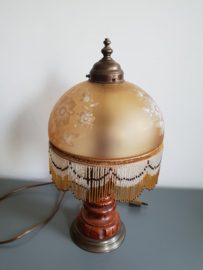 Antieke tafellamp glas kralen
