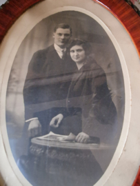 Antieke franse foto in houten lijst