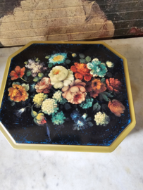 Oud blikken trommel floraal decor
