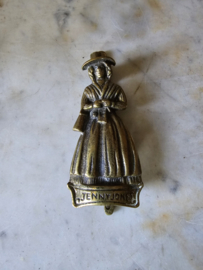Oude messing deurklopper victoriaanse dame