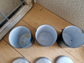 Petrol blauw emaille koffie thee suiker bussen