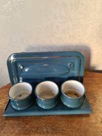 Petrol blauw emaille zand zeep soda