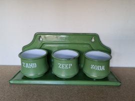 Reseda groen emaille zand zeep soda